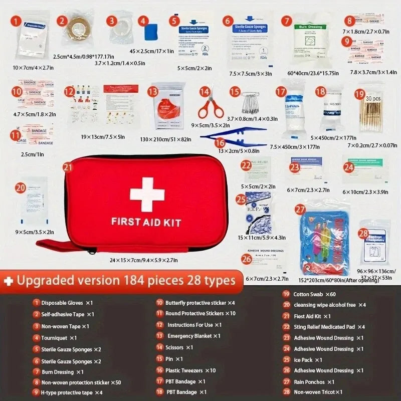 184 Piece First Aid Kit